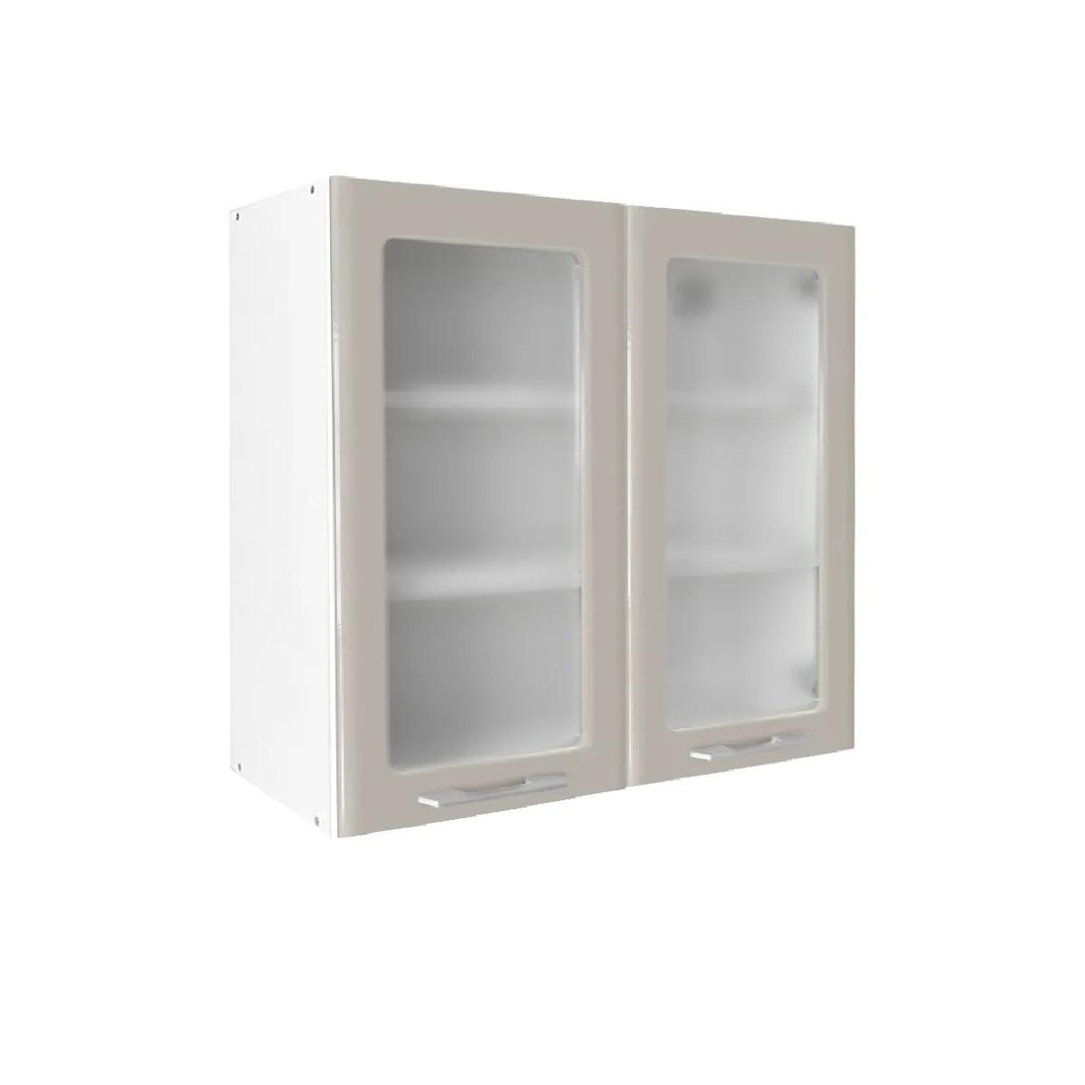 Επιτοίχια βιτρίνα κουζίνας IN MDF V80 S Μπεζ γυαλιστερό 80x31x72εκ.