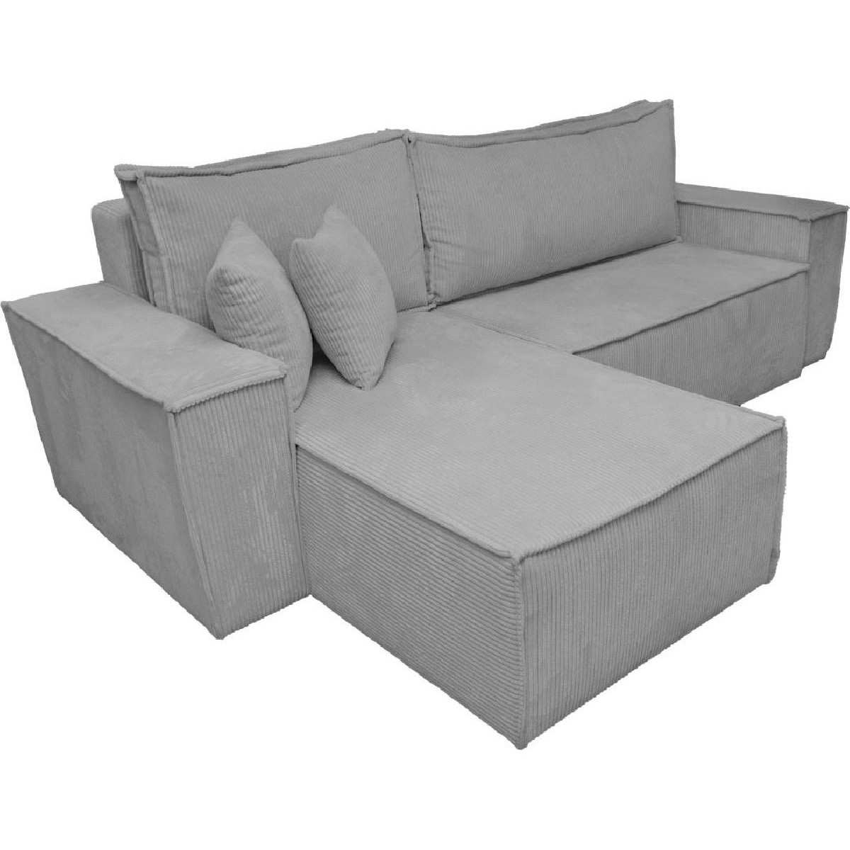 Αμφίδρομος γωνιακός καναπές MD- BAZEL με κρεβάτι και αποθηκευτικό χώρο γκρι κοτλέ 255×170