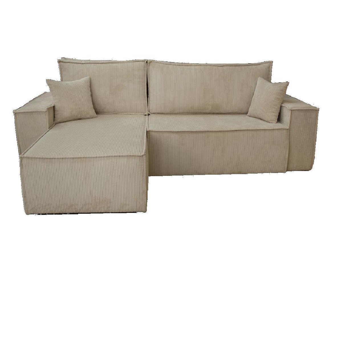 Αμφίδρομος γωνιακός καναπές MD- BAZEL με κρεβάτι και αποθηκευτικό χώρο κρεμ κοτλέ 255x170