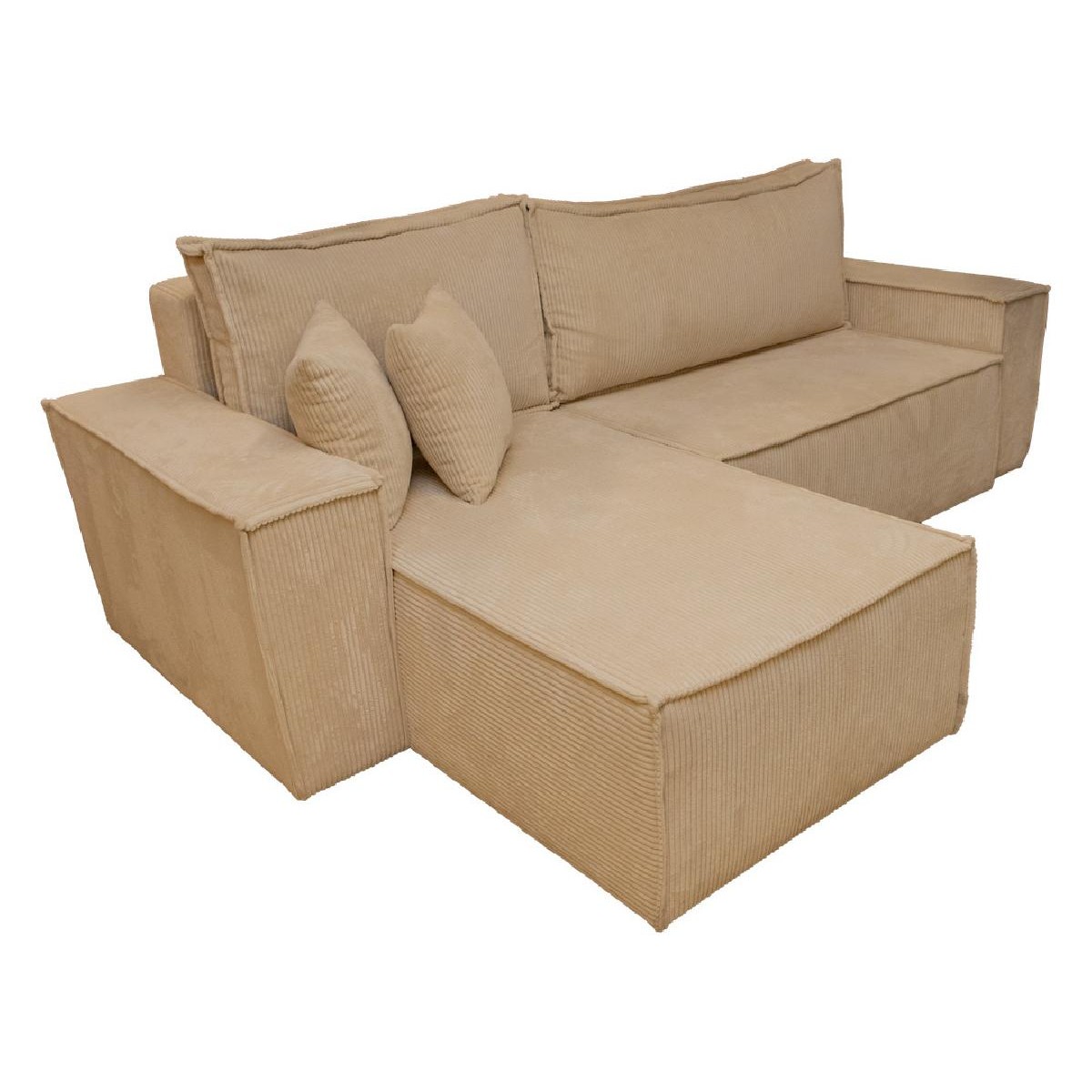 Αμφίδρομος γωνιακός καναπές MD- BAZEL με κρεβάτι και αποθηκευτικό χώρο κρεμ κοτλέ 255x170