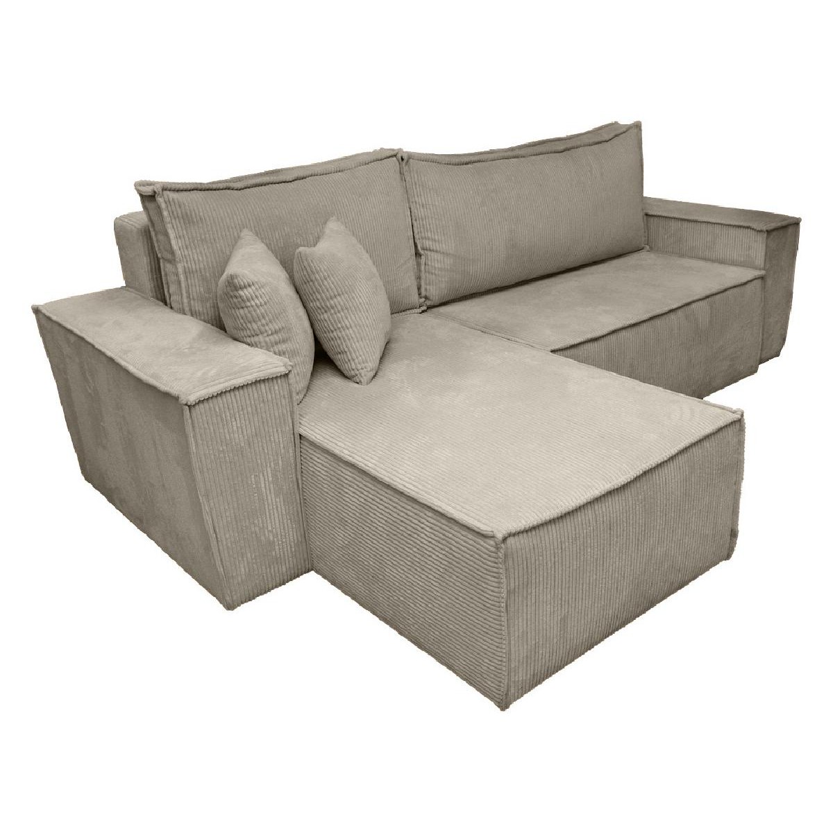 Αμφίδρομος γωνιακός καναπές MD- BAZEL με κρεβάτι και αποθηκευτικό χώρο κρεμ κοτλέ 255x170