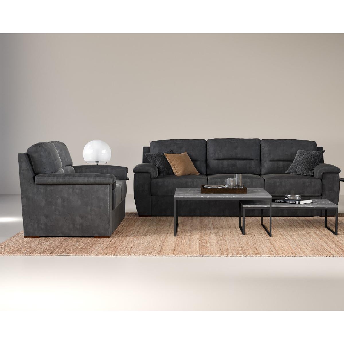Τριθέσιος καναπές Boss Γκρι ανθρακί 236x90x92