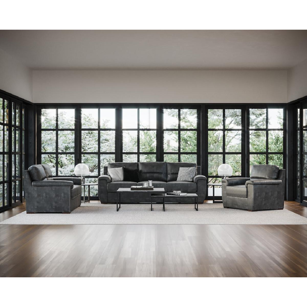 Τριθέσιος καναπές Boss Γκρι ανθρακί 236x90x92
