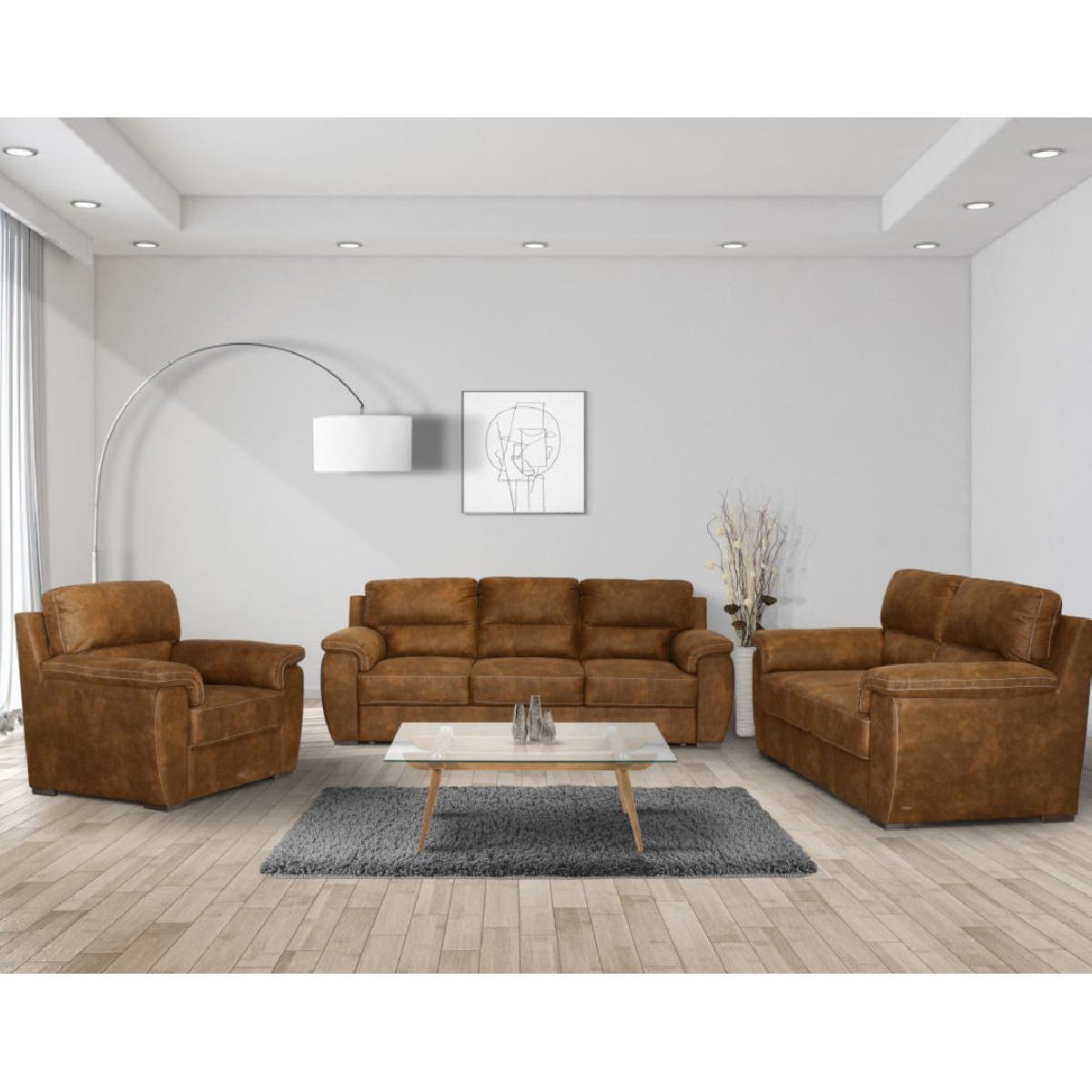 Τριθέσιος καναπές Boss Κονιάκ 236x90x92