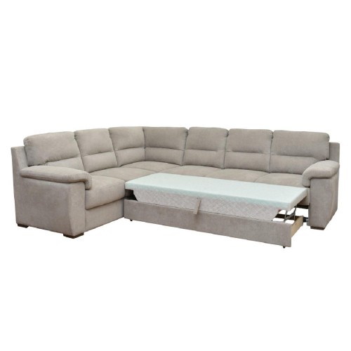 Γωνιακός καναπές με κρεβάτι QUEEN δεξιάς φοράς μπεζ 292x232x92