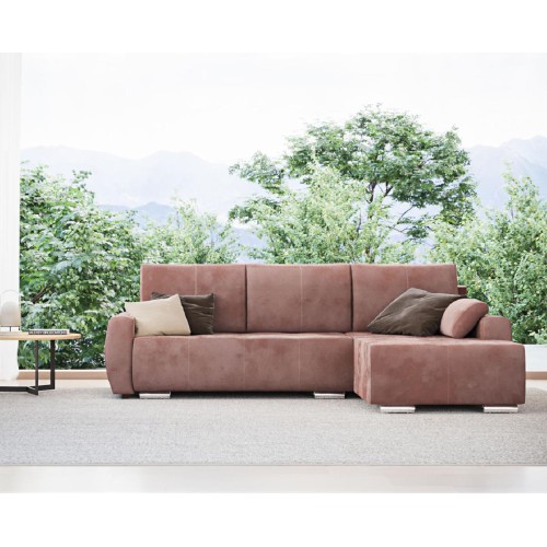 Αμφίδρομος γωνιακός καναπές Havana με κρεβάτι και αποθηκευτικό χώρο μπεζ 287x193x76εκ.