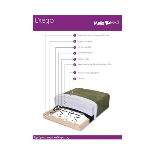 Γωνιακός καναπές με κρεβάτι Diego Γκρι Δεξιάς φορά 288x230x102εκ.