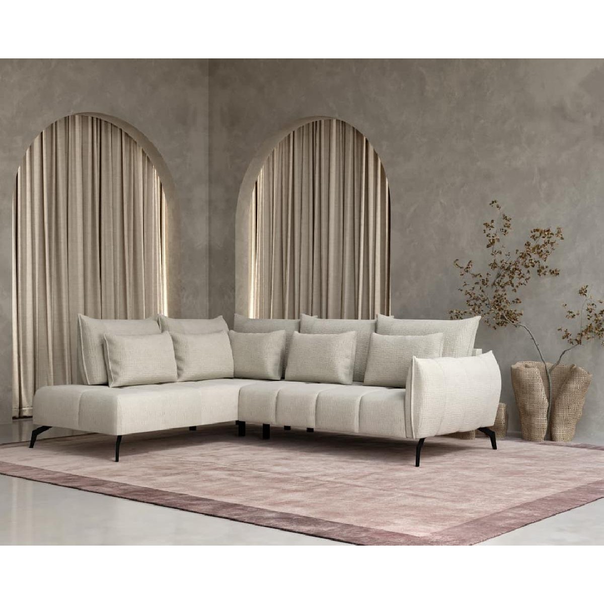 Γωνιακός καναπές Casablanca Αριστερής φοράς Μπεζ 275x222x90εκ.