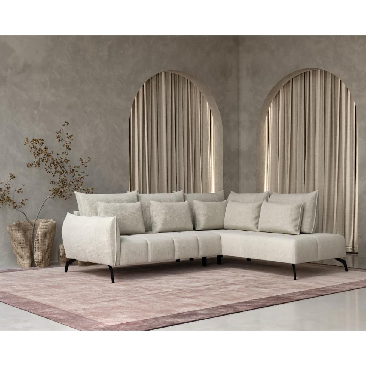 Γωνιακός καναπές Casablanca Αριστερής φοράς Μπεζ 275x222x90εκ.