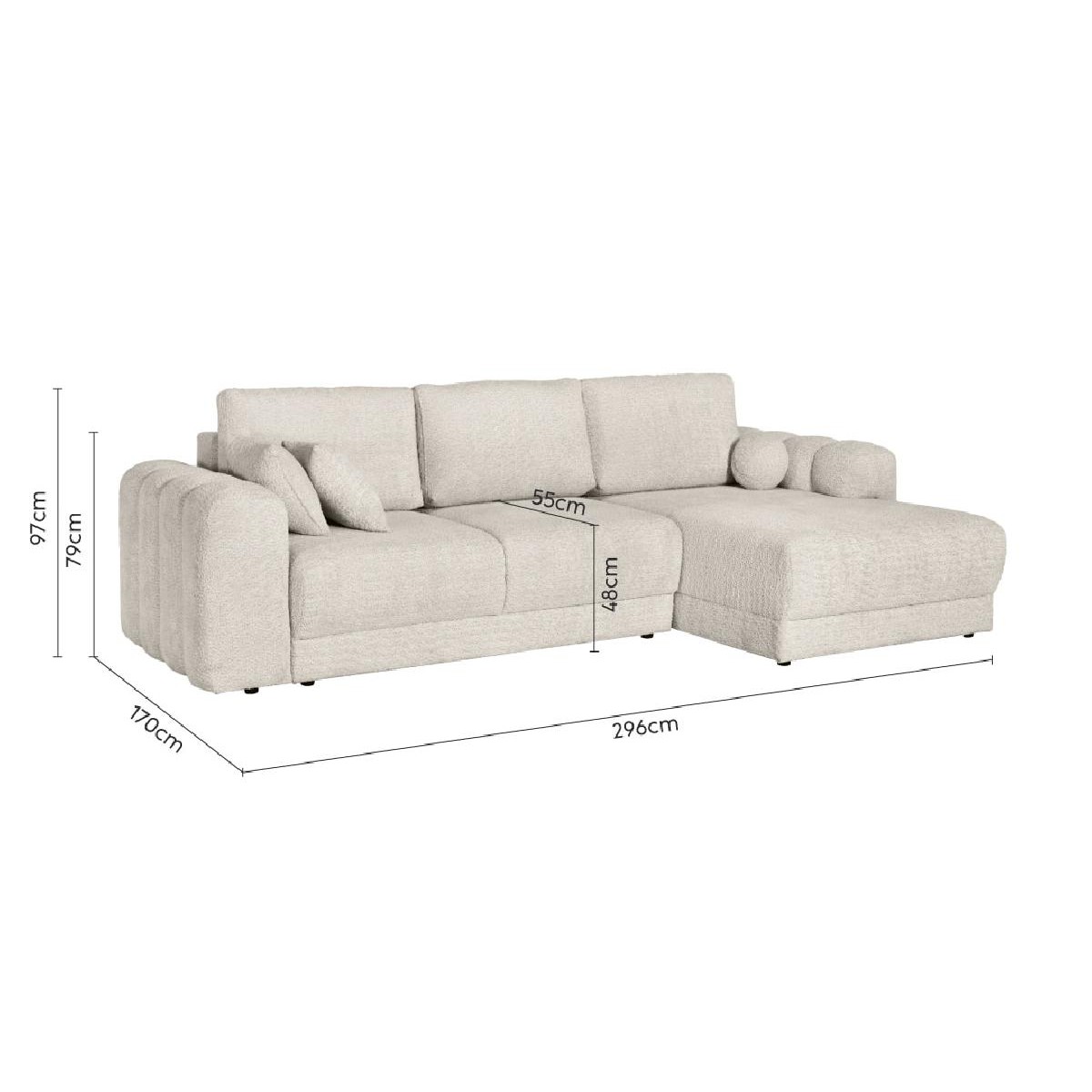 Αμφίδρομος γωνιακός καναπές NOEL με κρεβάτι και αποθηκευτικό χώρο Γκρι 296x170x97 Αμφίδρομος γωνιακός καναπές NOEL με κρεβάτι και αποθηκευτικό χώρο Γκρι 296x170x97