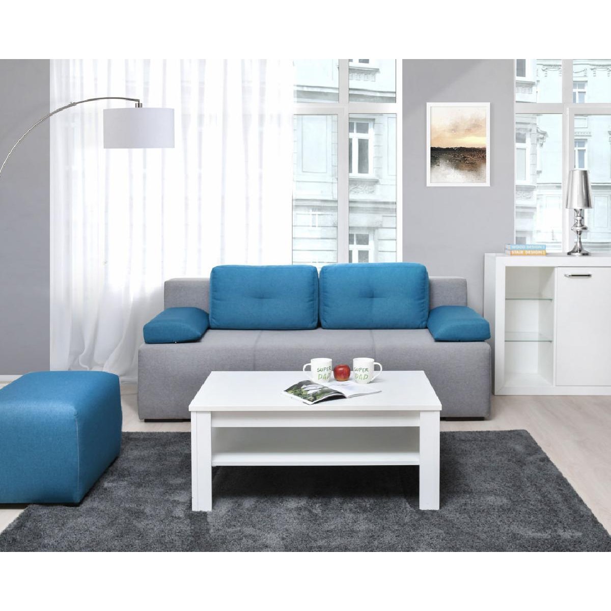 Τριθέσιος καναπές κρεβάτι με αποθήκευση Rimini Γκρι 202x105x76εκ.