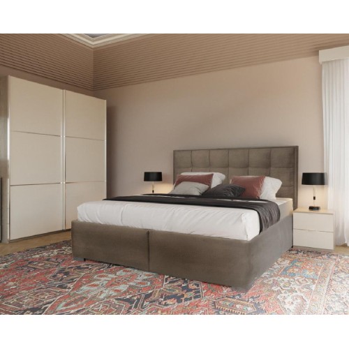 Κρεβάτι με αποθηκευτικό χώρο και σομιέ Cloud Καφέ 160x200