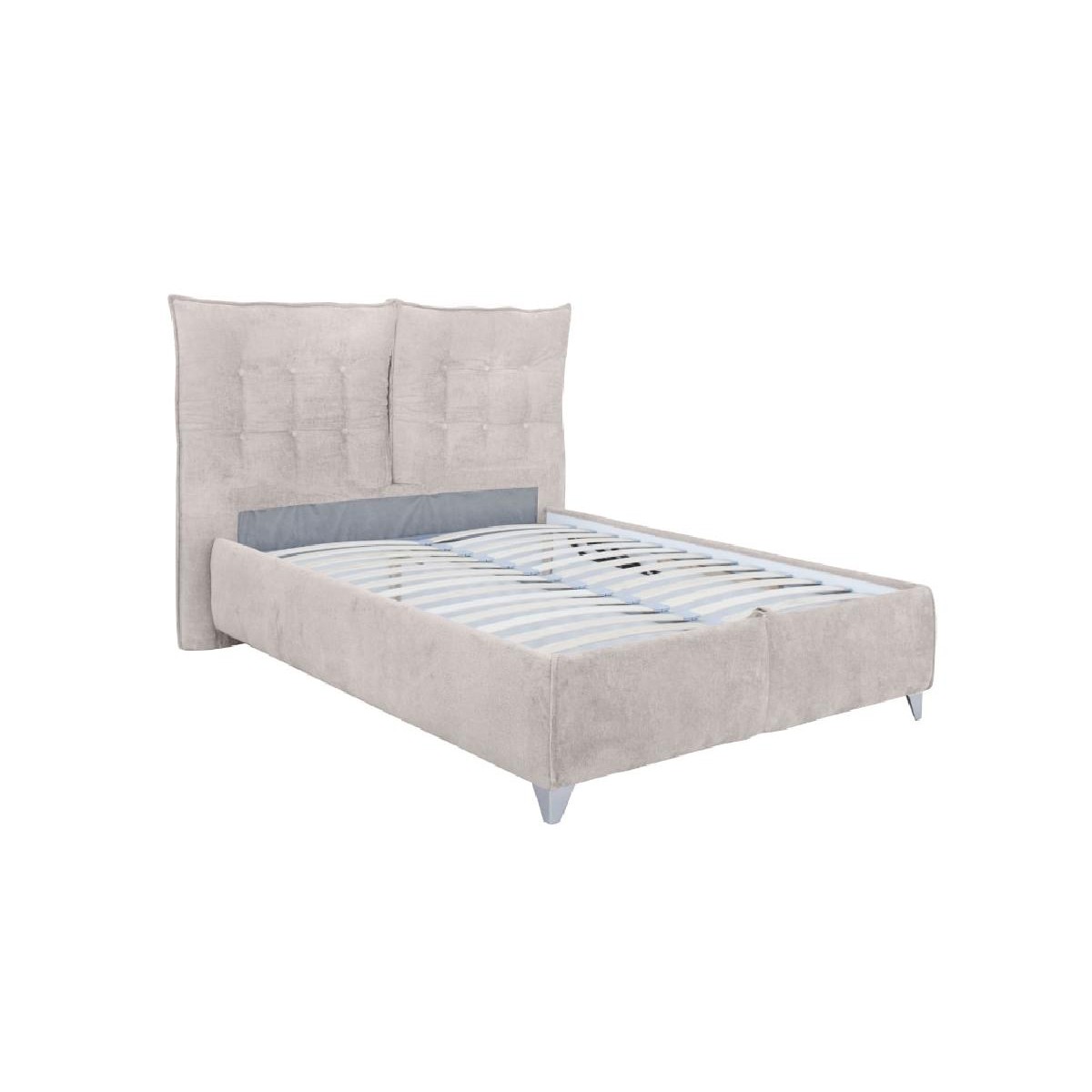 Κρεβάτι με ανακλινόμενο προσκέφαλο που γίνεται μαξιλάρι, αποθήκευση και σομιέ Asterix μπεζ 180x200