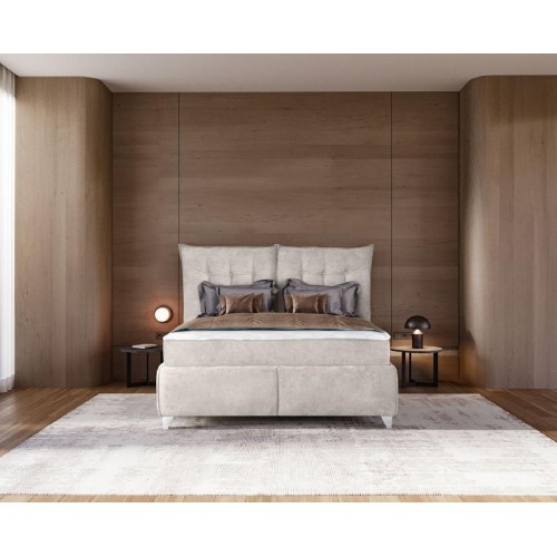 Κρεβάτι με ανακλινόμενο προσκέφαλο που γίνεται μαξιλάρι, αποθηκευση και σομιέ Asterix γκρι 180x200