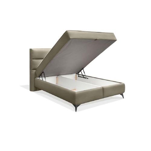 Κρεβάτι με αποθηκευτικό χώρο και στρώμα με ανεξάρτητα ελατήρια Eden μπεζ 160x200