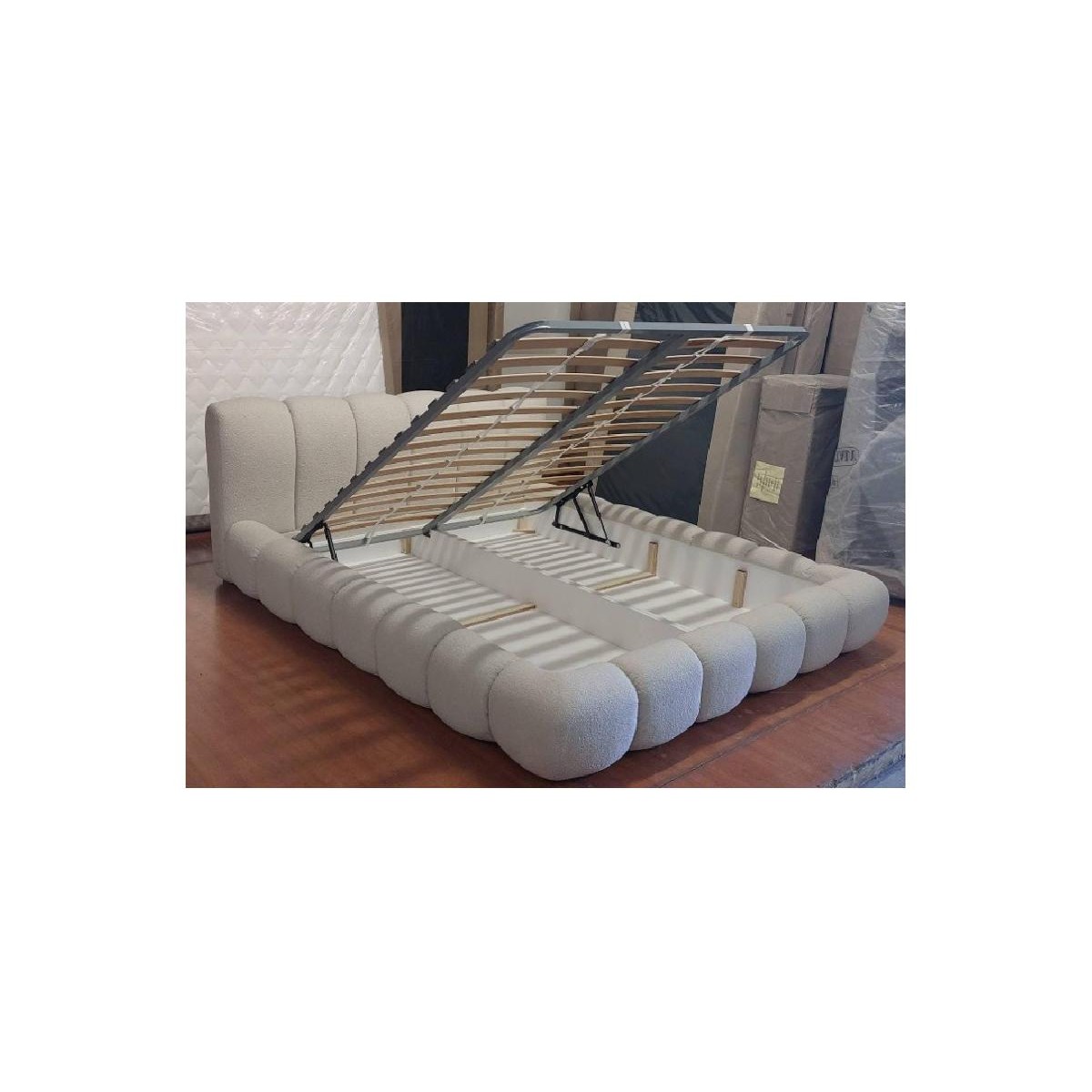 Κρεβάτι με αποθηκευτικό χώρο και σομιέ Berry Taupe 160×200