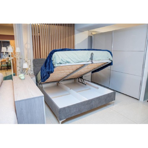 Κρεβάτι με αποθηκευτικό χώρο και σομιέ Vito Γκρι 160×200