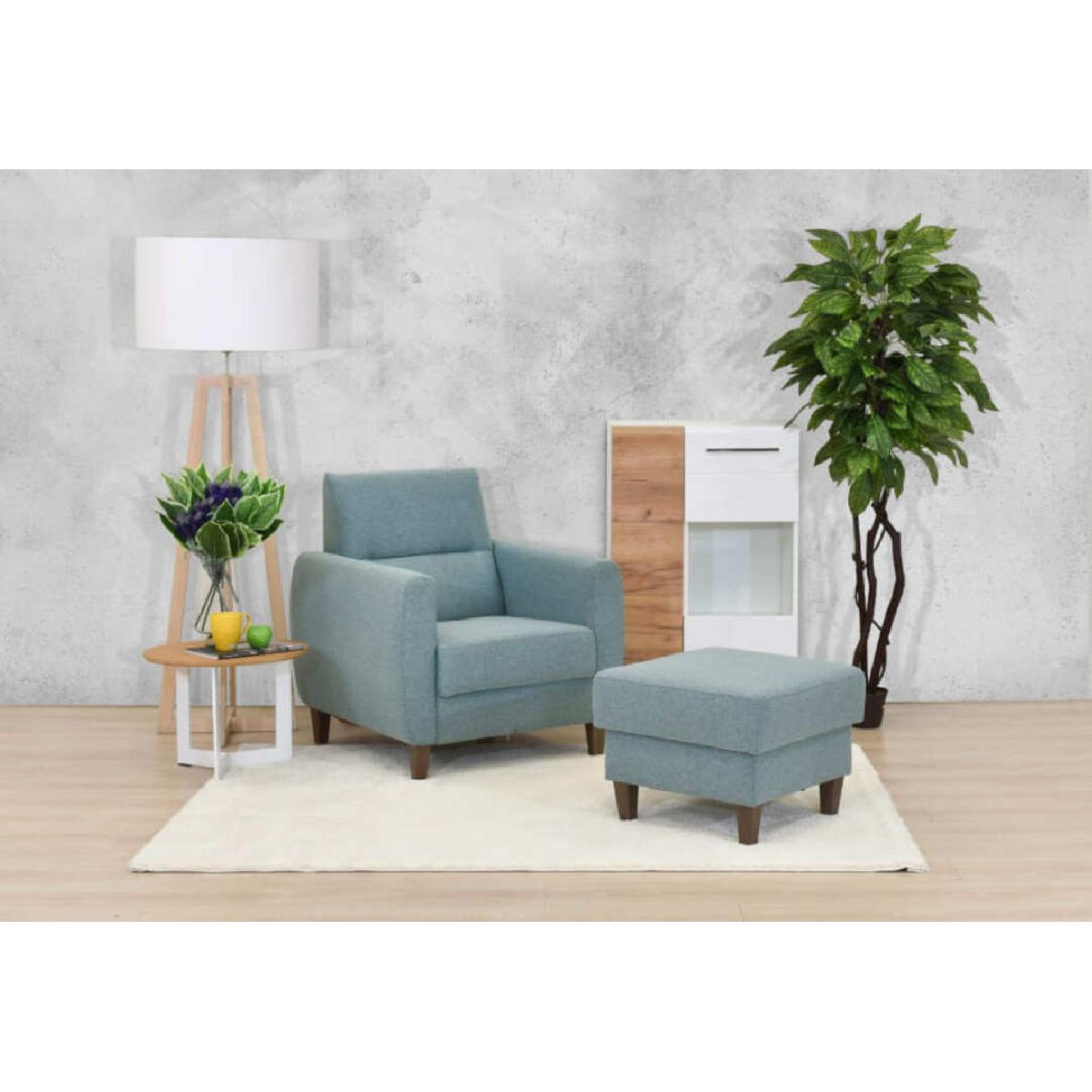 Ταμπουρέ Perla Μπλε 55x55x44εκ.