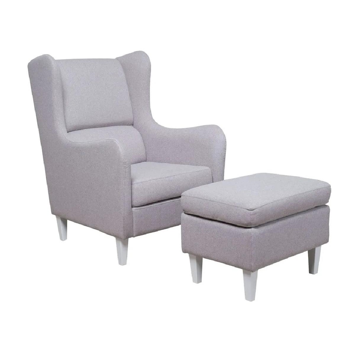 Σετ πολυθρόνα με ταμπουρέ Grazia Γκρι 72x89x105εκ., 60x45x45εκ