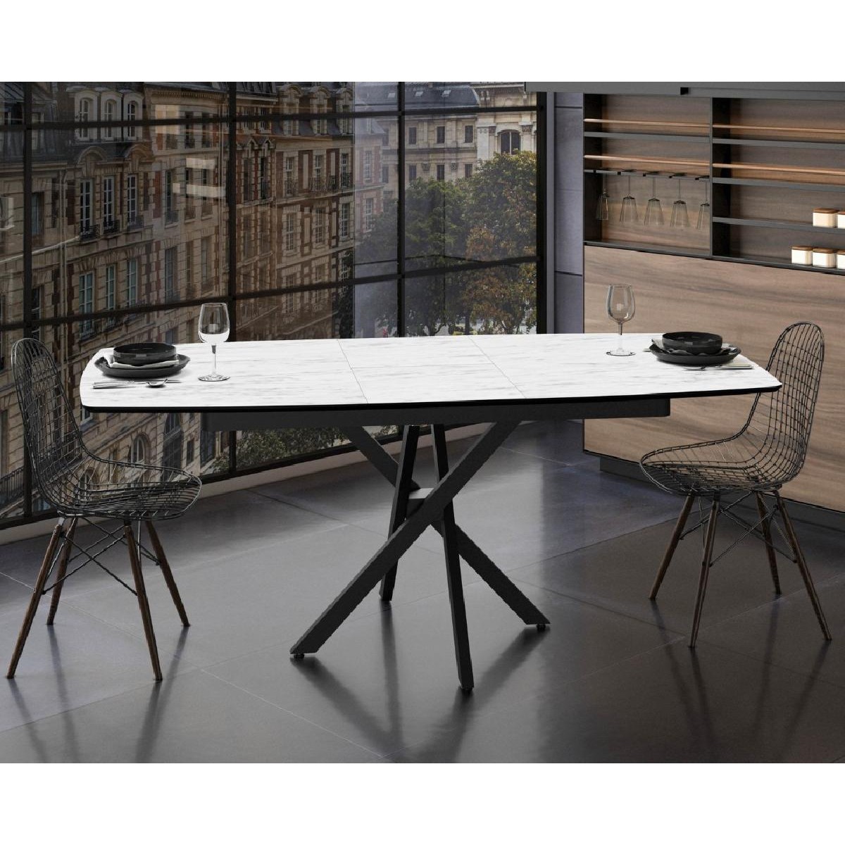 Επεκτεινόμενο τραπέζι δείπνου FILIS traverten 145+40x90x76