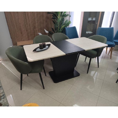 Επεκτεινόμενο τραπέζι δείπνου LALI Traverten/ μαύρο 120+45x75x76