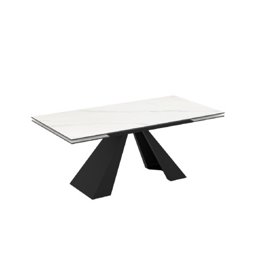 Επεκτεινόμενο κεραμικό τραπέζι δείπνου MONZA Λευκό μάρμαρο 180+40+40x90x75