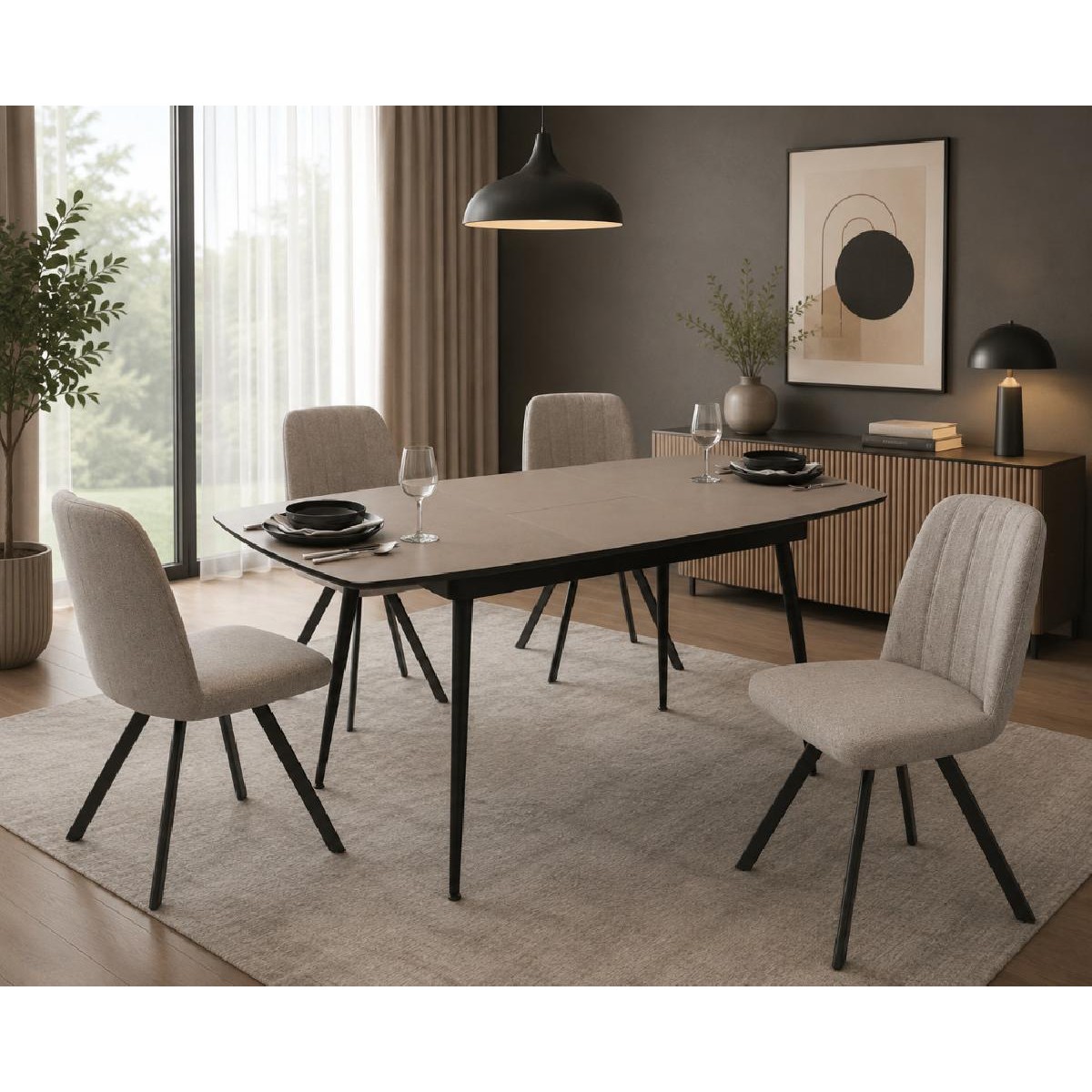 Επεκτεινόμενο τραπέζι δείπνου YENSE Traverten 125+40x90x75