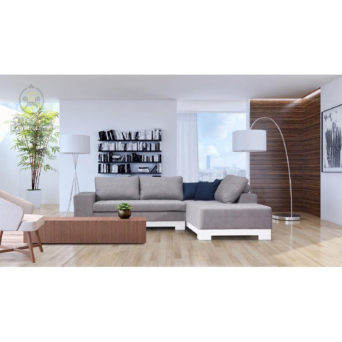 Γωνιακός καναπές VM- Hera lux με ξύλινη κορνίζα 290x210x105