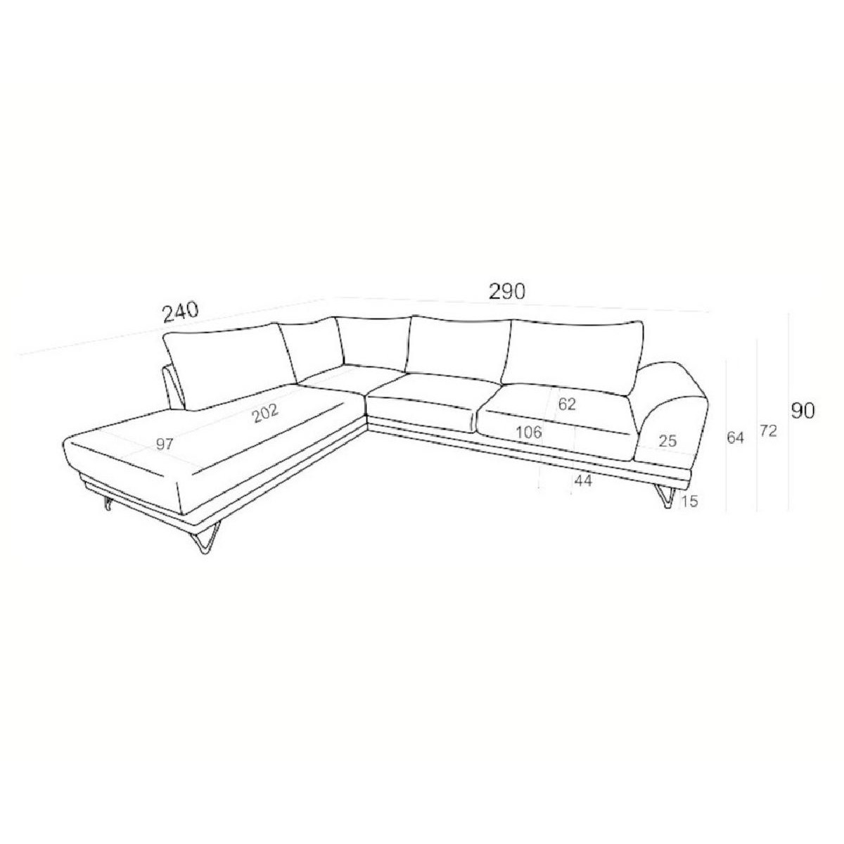 Γωνιακός καναπές VM- RENE με ξύλινη μπάζα, αποσπώμενα- πλενόμενα καλύμματα έδρας και πλάτης με επιλογή υφάσματος 290x240x98