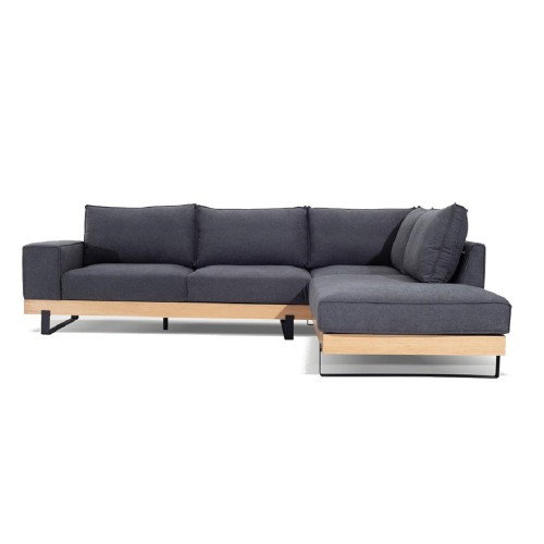 Γωνιακός καναπές με ξύλινη μπάζα VM- SIMBA 293x240x98