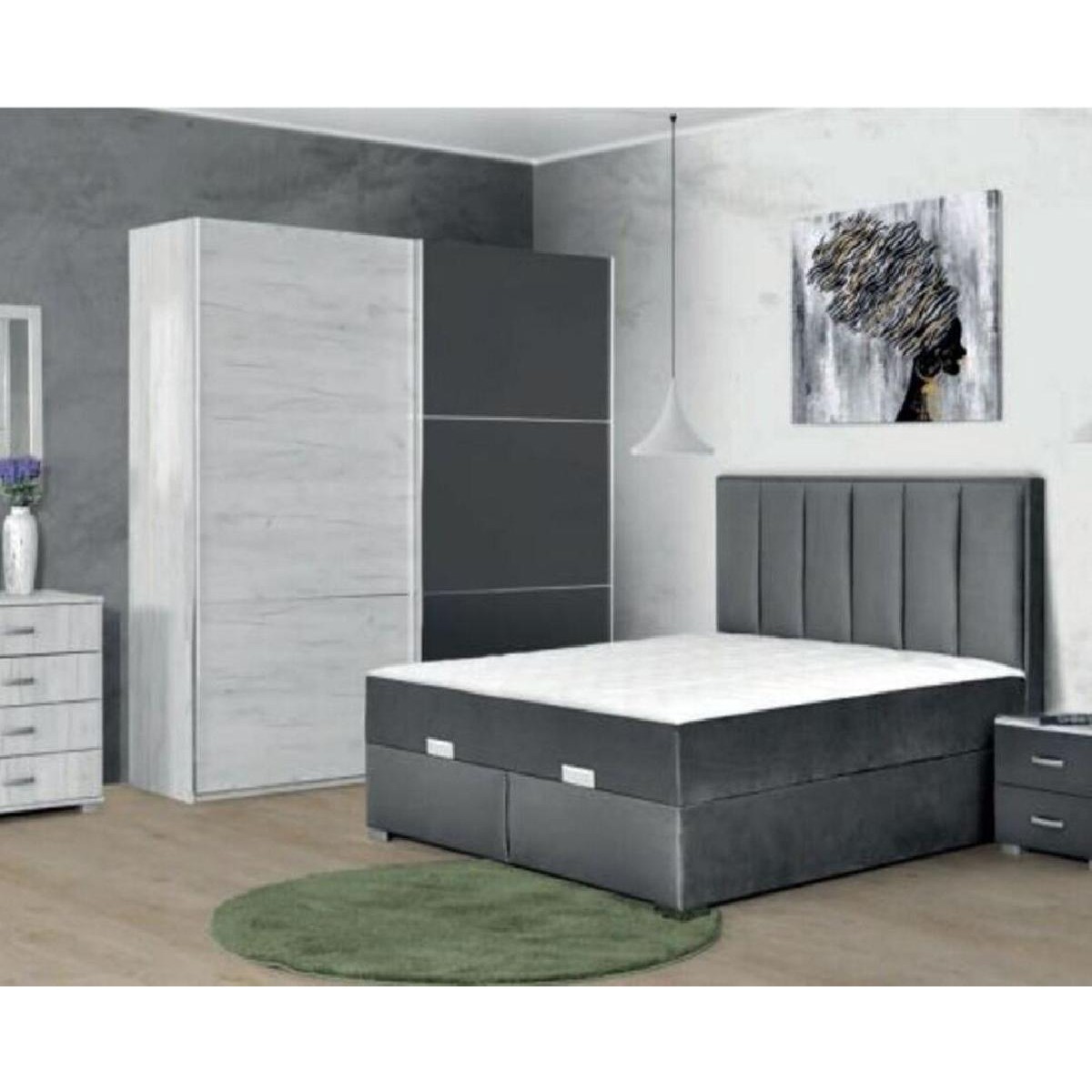 HUGO TIP 2 Κρεβάτι με αποθηκευτικό χώρο και ενσωματωμένο στρώμα 160*200 monolith 92/ γκρι