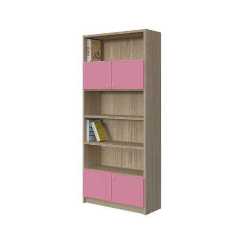Modeco - ΒΙΒΛΙΟΘΗΚΗ 4 ΡΑΦΙΩΝ ΜΕ ΠΟΡΤΕΣ 89,5x33x201,5 cm - ΠΕΥΚΟ/ΡΟΖ - 89.5x33.0x201.5 Modeco - ΒΙΒΛΙΟΘΗΚΗ 4 ΡΑΦΙΩΝ ΜΕ ΠΟΡΤΕΣ 89,5x33x201,5 cm - ΠΕΥΚΟ/ΡΟΖ - 89.5x33.0x201.5