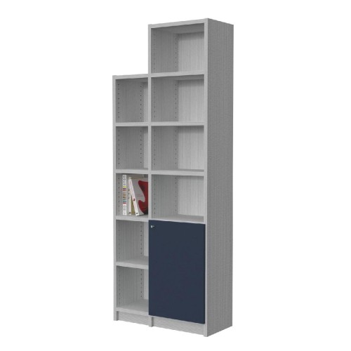 Modeco - ΒΙΒΛΙΟΘΗΚΗ 9 ΡΑΦΙΩΝ ΜΕ ΠΟΡΤΑ 76x33x201,5 cm - ΛΕΥΚΟ ΡΙΓΑ/ΜΠΛΕ - 76.0x33.0x201.5 Modeco - ΒΙΒΛΙΟΘΗΚΗ 9 ΡΑΦΙΩΝ ΜΕ ΠΟΡΤΑ 76x33x201,5 cm - ΛΕΥΚΟ ΡΙΓΑ/ΜΠΛΕ - 76.0x33.0x201.5