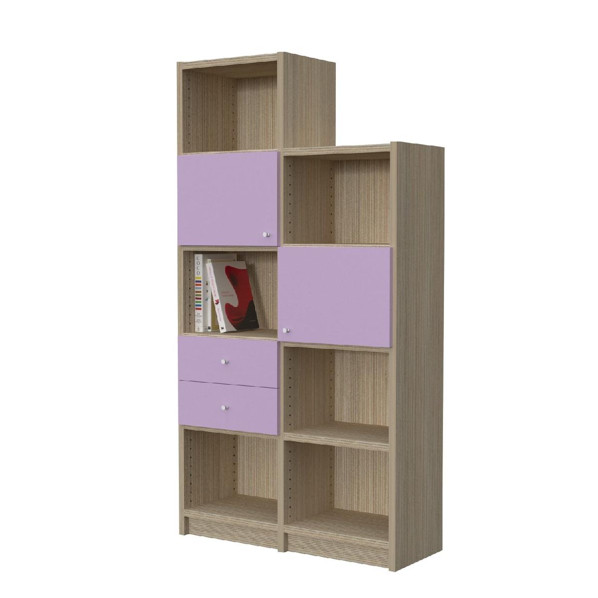 Modeco - ΒΙΒΛΙΟΘΗΚΗ 6 ΡΑΦΙΩΝ ΜΕ 2 ΣΥΡΤΑΡΙΑ & 2 ΠΟΡΤΕΣ 89,5x33x169,5 cm - ΠΕΥΚΟ/ΛΙΛΑ - 89.5x33.0x169.5 Modeco - ΒΙΒΛΙΟΘΗΚΗ 6 ΡΑΦΙΩΝ ΜΕ 2 ΣΥΡΤΑΡΙΑ & 2 ΠΟΡΤΕΣ 89,5x33x169,5 cm - ΠΕΥΚΟ/ΛΙΛΑ - 89.5x33.0x169.5
