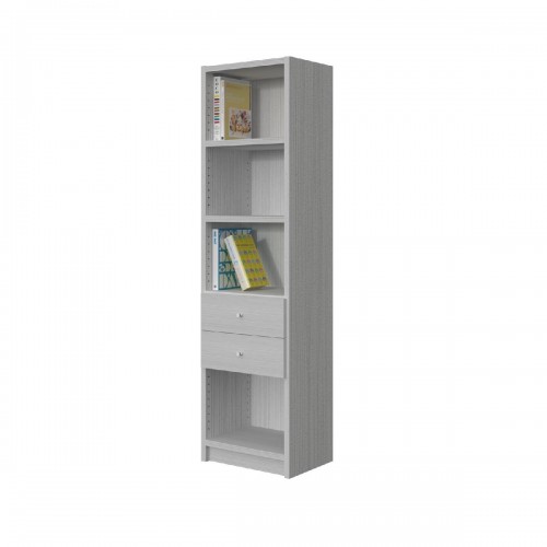 Modeco - ΒΙΒΛΙΟΘΗΚΗ 4 ΡΑΦΙΩΝ ΜΕ ΣΥΡΤΑΡΙΑ 46x33x169,5 cm - ΛΕΥΚΟ ΡΙΓΑ - 46.0x33.0x169.5