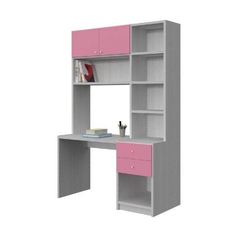 Modeco - ΣΥΝΘΕΣΗ ΓΡΑΦΕΙΟΥ-ΒΙΒΛΙΟΘΗΚΗΣ ΜΕ ΣΥΡΤΑΡΙΑ - ΛΕΥΚΟ ΡΙΓΑ/ΡΟΖ - 133.0x58.0x201.5 Modeco - ΣΥΝΘΕΣΗ ΓΡΑΦΕΙΟΥ-ΒΙΒΛΙΟΘΗΚΗΣ ΜΕ ΣΥΡΤΑΡΙΑ - ΛΕΥΚΟ ΡΙΓΑ/ΡΟΖ - 133.0x58.0x201.5