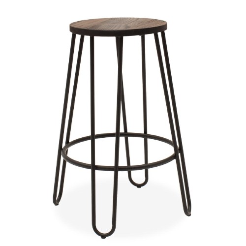 Σκαμπό μπαρ Sharps pakoworld μεταλλικό μαύρο-καρυδί gloss Σκαμπό μπαρ Sharps pakoworld μεταλλικό μαύρο-καρυδί gloss