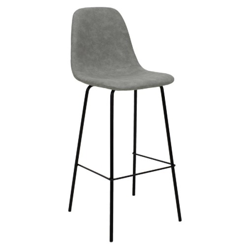 Σκαμπό bar Bella pakoworld μεταλλικό μαύρο με pu antique γκρι Σκαμπό bar Bella pakoworld μεταλλικό μαύρο με pu antique γκρι