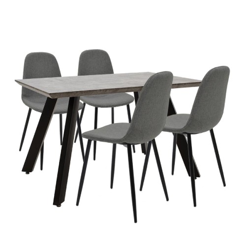 Τραπεζαρία Philadelphia-Bella pakoworld σετ 5τεμ μαύρο-γκρι 120x80x74,5εκ Τραπεζαρία Philadelphia-Bella pakoworld σετ 5τεμ μαύρο-γκρι 120x80x74,5εκ