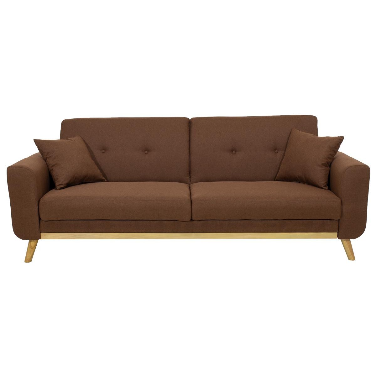 Καναπές-κρεβάτι Carmelo pakoworld με καφέ ύφασμα 214x80x86εκ