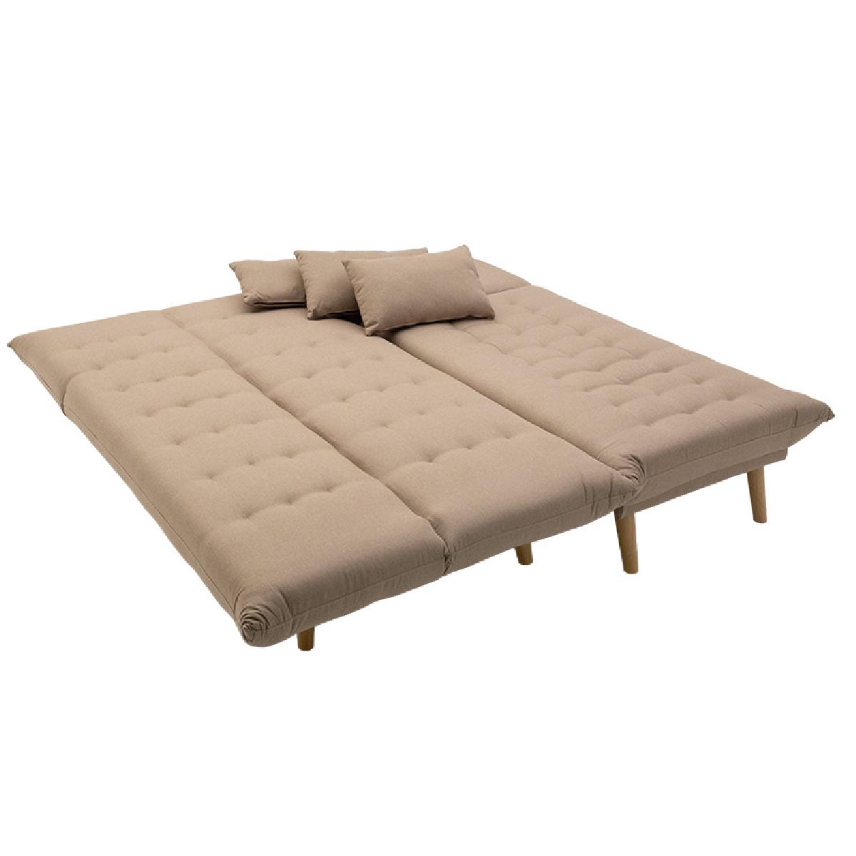 Γωνιακός καναπές-κρεβάτι Maximus pakoworld αναστρέψιμος ύφασμα μπεζ 271x192x86εκ