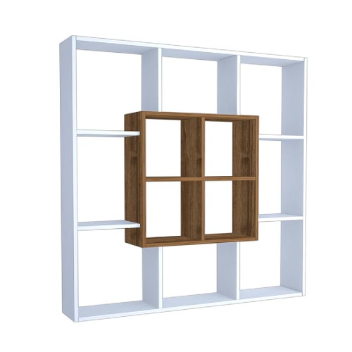 Βιβλιοθήκη Leef pakoworld λευκό-καρυδί 136x22x136 Βιβλιοθήκη Leef pakoworld λευκό-καρυδί 136x22x136