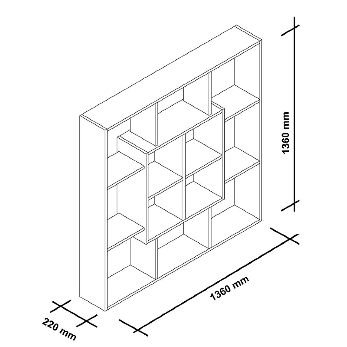 Βιβλιοθήκη Leef pakoworld λευκό-καρυδί 136x22x136