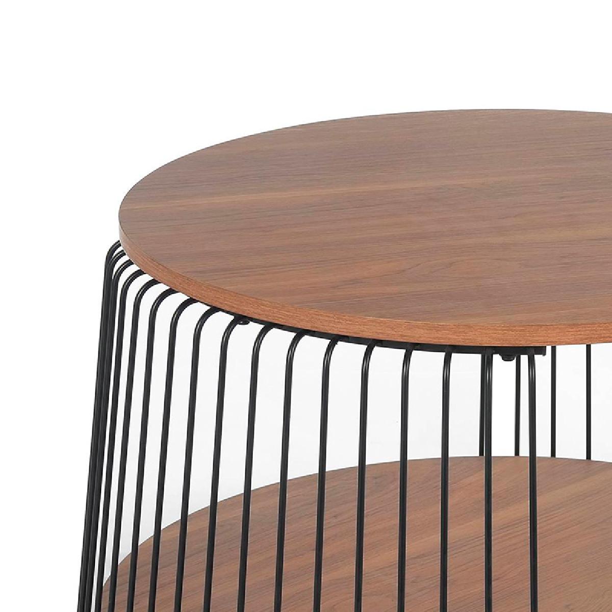 Τραπέζι σαλονιού Leif pakoworld χρώμα φυσικό-μαύρο Φ72x45,5εκ