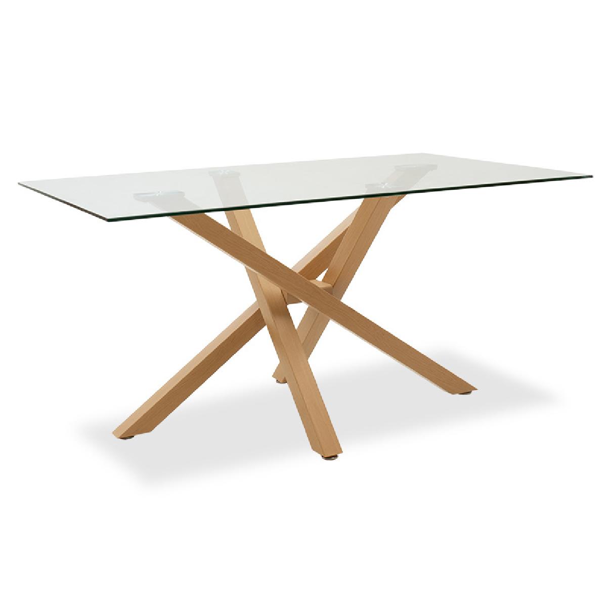 Τραπέζι Nash pakoworld γυαλί 10mm μεταλλικό χρώμα φυσικό 150x90x73εκ