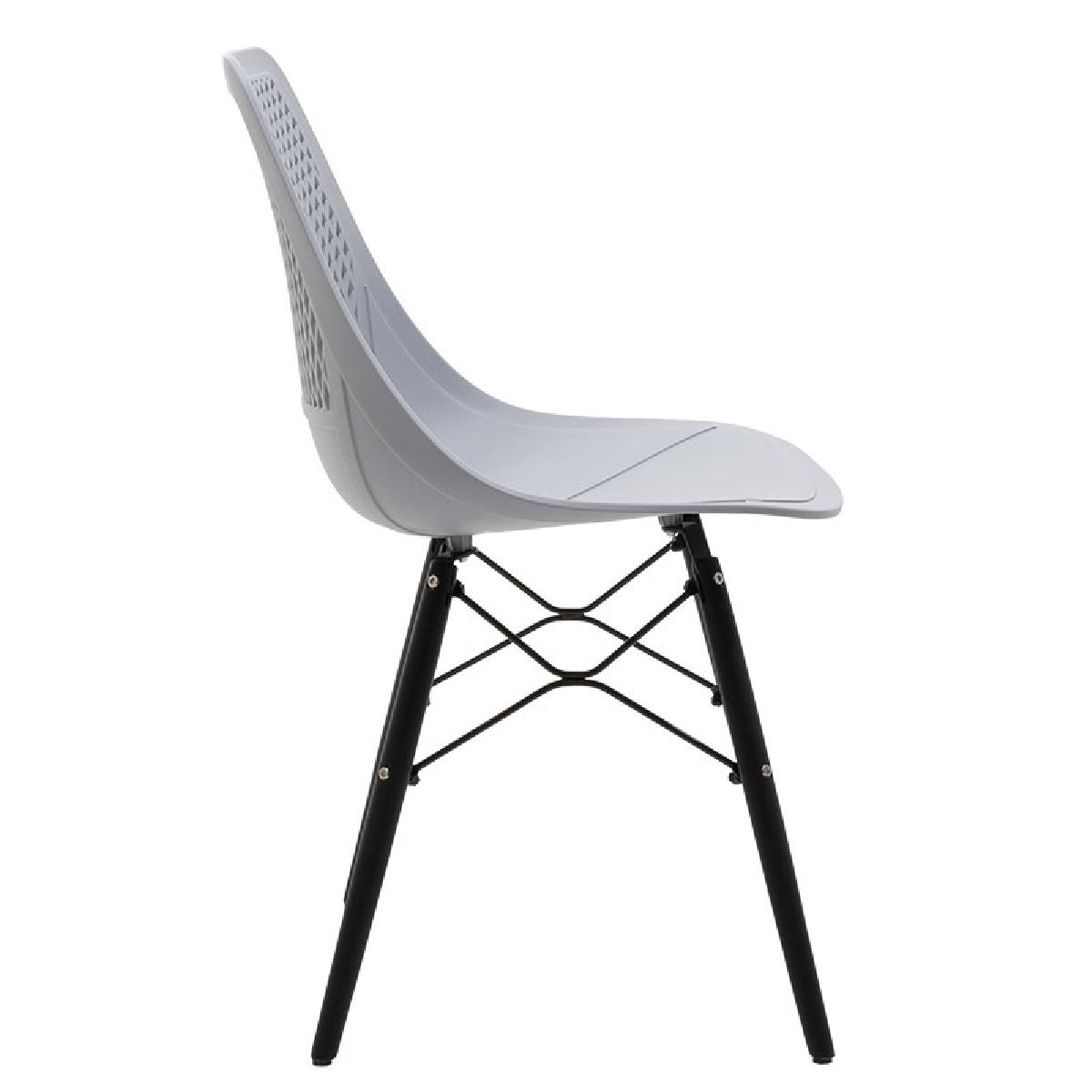 Καρέκλα Ninja pakoworld από PP χρώμα γκρι με ξύλινα πόδια εσωτερικού-εξωτερικού χώρου