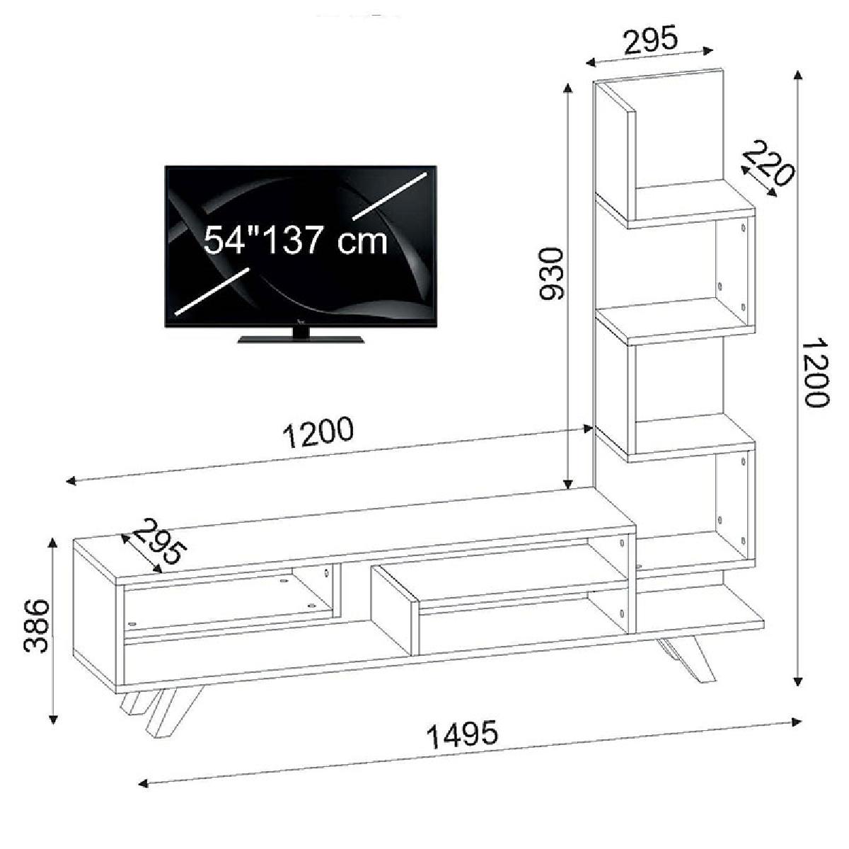 Έπιπλο τηλεόρασης PWF-0029 pakoworld χρώμα λευκό-Cordoba 149,5x29,5x120εκ