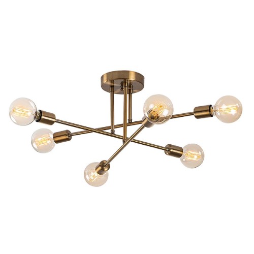 Φωτιστικό οροφής εξάφωτο PWL-0182 pakoworld Ε27 bronze 64x64x30εκ Φωτιστικό οροφής εξάφωτο PWL-0182 pakoworld Ε27 bronze 64x64x30εκ