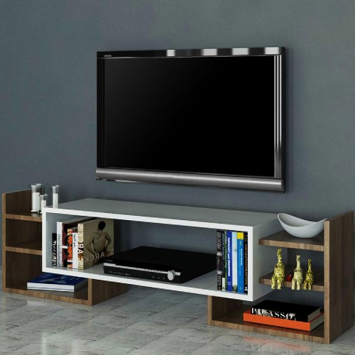 Έπιπλο τηλεόρασης PWF-0430 pakoworld λευκό-καρυδί 115x29,5x38,5εκ Έπιπλο τηλεόρασης PWF-0430 pakoworld λευκό-καρυδί 115x29,5x38,5εκ
