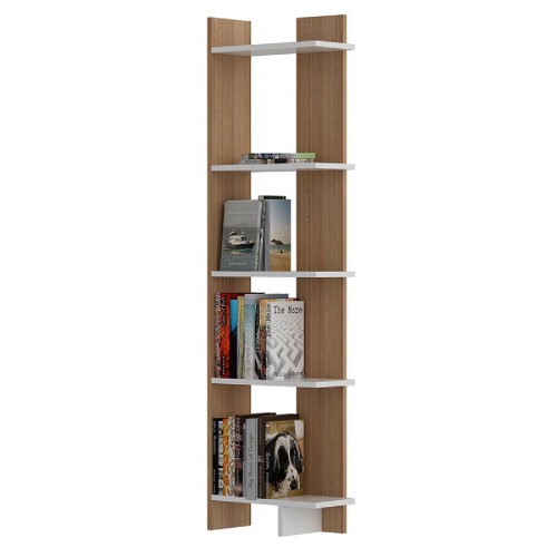 Βιβλιοθήκη PWF-0439 pakoworld φυσικό-λευκό 45x22x170εκ Βιβλιοθήκη PWF-0439 pakoworld φυσικό-λευκό 45x22x170εκ